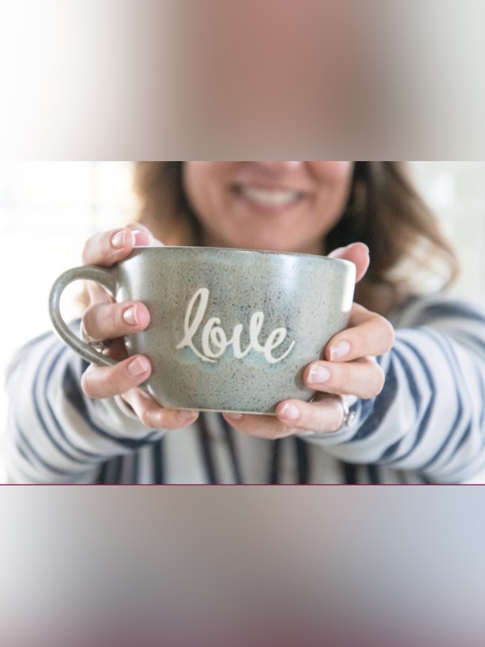Signature Housewares Rustic Olive Green “Love” Ceramic Mug / Soup Bowl
